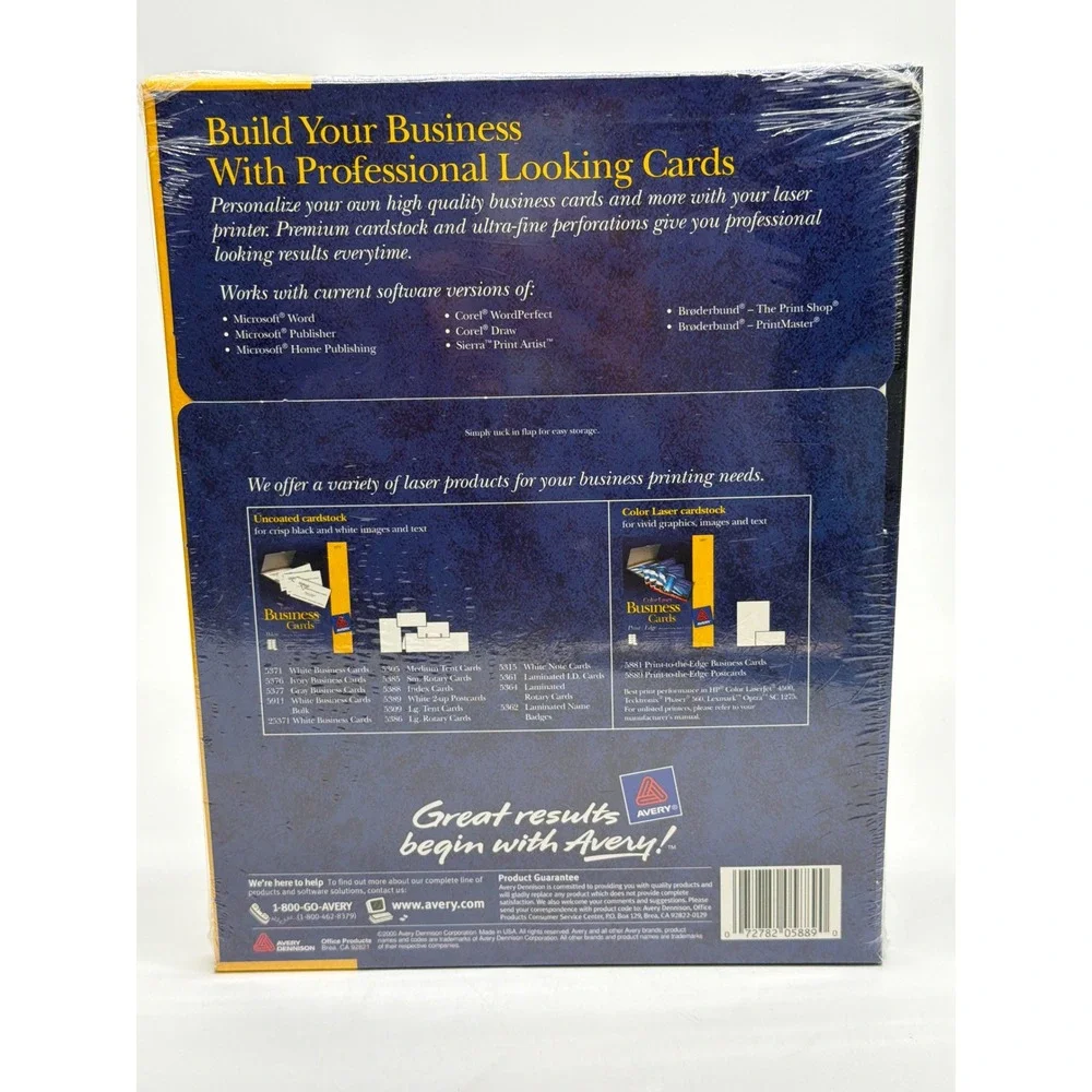 Avery‎ 5889 Color Laser Postcards 4x6 Print to the Edge 80 Cards New Sealed 2000